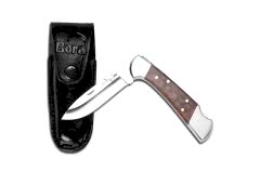 Bora 201 YPA Orta Boy Yuvarlak Uçlu Kilitli Yılan Ağacı Saplı Çakı