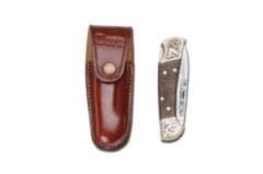 Bora 203 C Orta Boy Yuvarlak Uçlu Ceviz Saplı Gravürlü Çakı