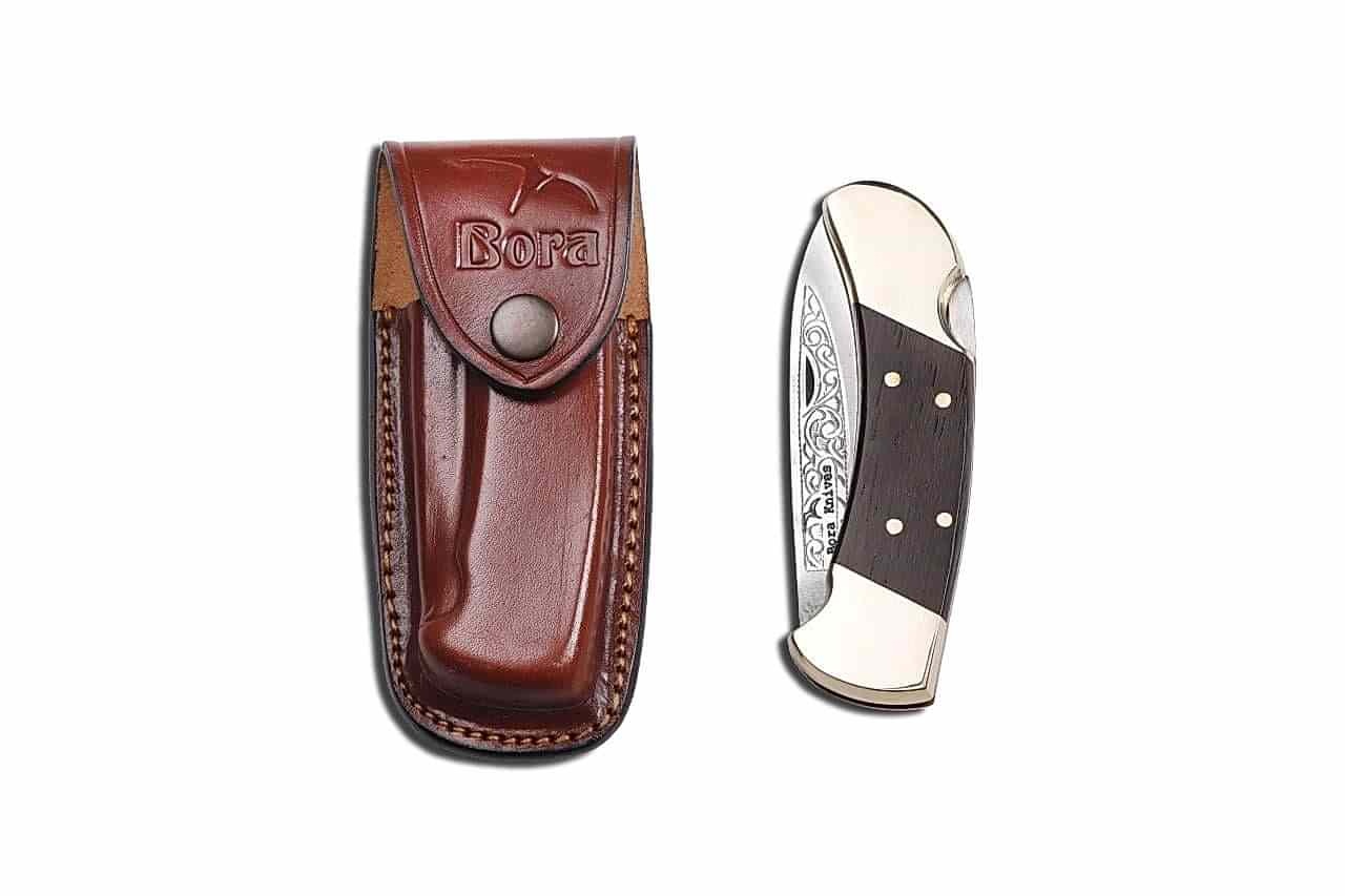 Bora 205 WG Büyük Boy Yuvarlak Uçlu Kilitli Wenge Saplı Gravürlü Çakı