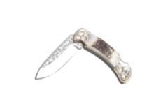 Bora 205 BG Büyük Boy Yuvarlak Uçlu Kilitli Geyiz Boynuzu Saplı Gravürlü Çakı